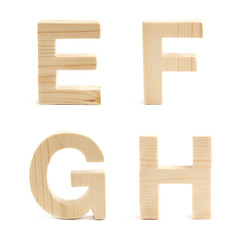 Wooden block letter set isolated