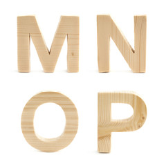 Wooden block letter set isolated