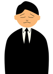 礼服を着て悲しい顔をした男性のイラスト