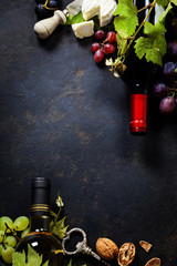 Wine, grape and cheese