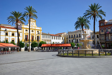 Spain Square in Merida. - obrazy, fototapety, plakaty