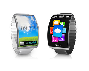 pair ultra-thin bent interface smartwatch with metal watchband