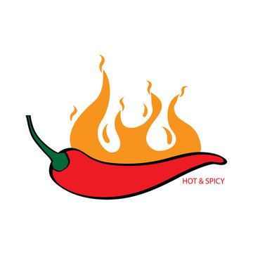 Illustration of red chili flaming hot and spicy
