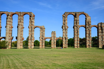 Los Milagros aqueduct in Merida, Spain.