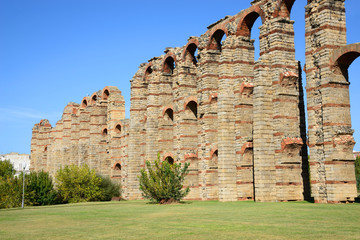 Los Milagros aqueduct in Merida, Spain.