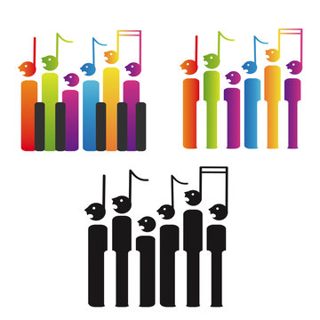Choir of notes and piano tiles