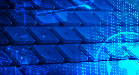 Keyboard with glowing icons