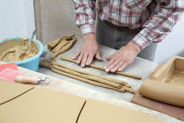 Working in the ceramic studio
