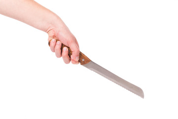 Hand holds knife