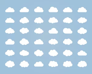 Deurstickers Big vector set of thirty-six white cloud  shapes © AldanNa