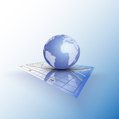 Globe world on the chart. Abstract vector illustration