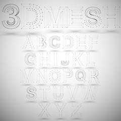 Three dimensional mesh stylish alphabet on white background,