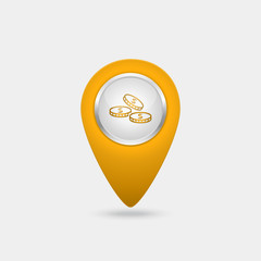 Vector location yellow icon with money sign