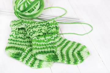 Baby knitting socks