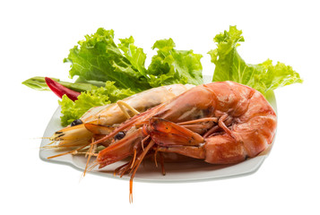 Boiled king prawns
