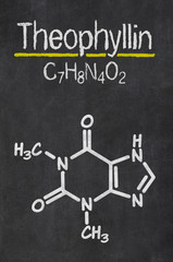 Schiefertafel mit der chemischen Formel von Theophyllin