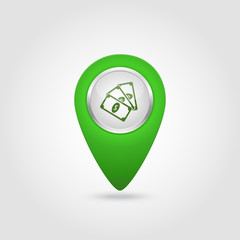 Vector location green icon with money sign