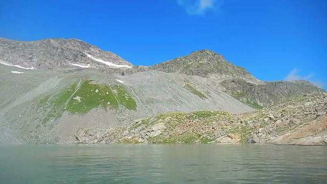 Underwater Swimming In A Blue Mountain Lake, Scuba Diving, POV