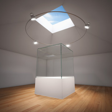 Empty Glass Showcase In Room