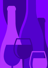 silhouette de bouteilles et verres de vin