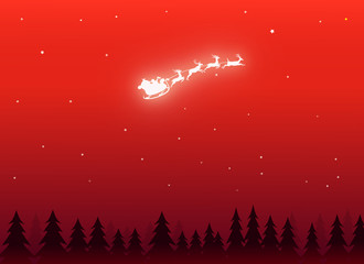 Christmas Winter Land cape with Santa-Vector