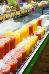 juice plastic cups in different colors.