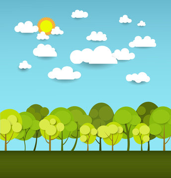 Paper spring tree-Flat design style
