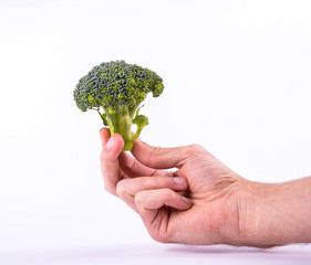 Fototapeta na wymiar Broccoli in hand