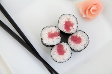 Hosomaki, tuna. Traditional japanese sushi rolls