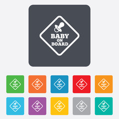Obraz premium Baby on board sign icon. Infant caution symbol.