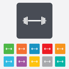 Barbell sign icon. Muscle lifting symbol.