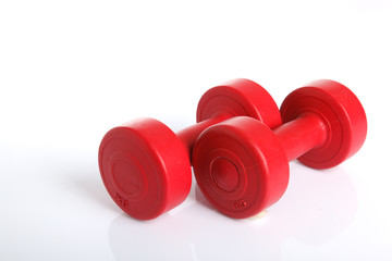 Red dumbbells weight