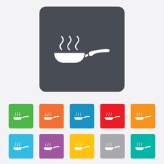 Frying pan sign icon. Fry or roast food symbol.
