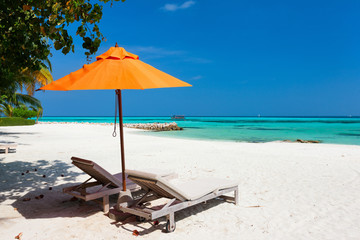 Idyllic tropical beach at Maldives