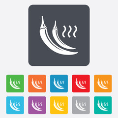 Hot chili pepper sign icon. Spicy food symbol.