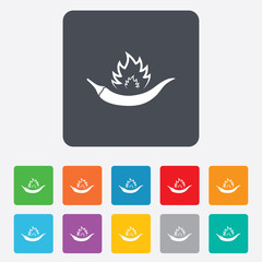 Hot chili pepper sign icon. Spicy food symbol.