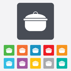 Cooking pan sign icon. Boil or stew food symbol.