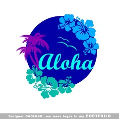 aloha, hawaii, leaves, hibiscus, floral, illustrations © ogologo
