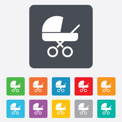 Baby pram stroller sign icon. Baby buggy symbol.