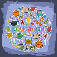 Vector doodle education set