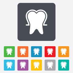 Tooth enamel protection sign icon. Dental care symbol.