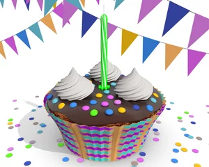 Deurstickers Gekleurd taartje voor eerste verjaardag © emieldelange