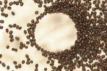 Caffe edition, coffee beans on old paper