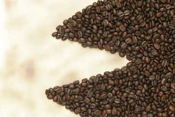 Caffe edition, coffee beans on old paper