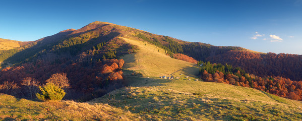 Mountain panorama in autumn