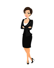 Business woman wearing black suit