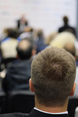 The audience listens to the acting