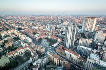 Fototapeta na wymiar Milano - Milan aerial view from skyscraper