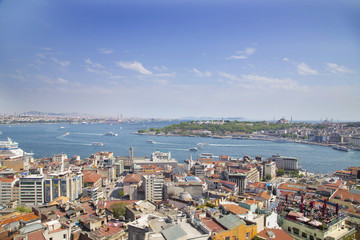 Fototapeta na wymiar Golden Horn from Galata tower, Istanbul, Turkey