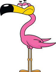Cartoon Flamingo Grumpy